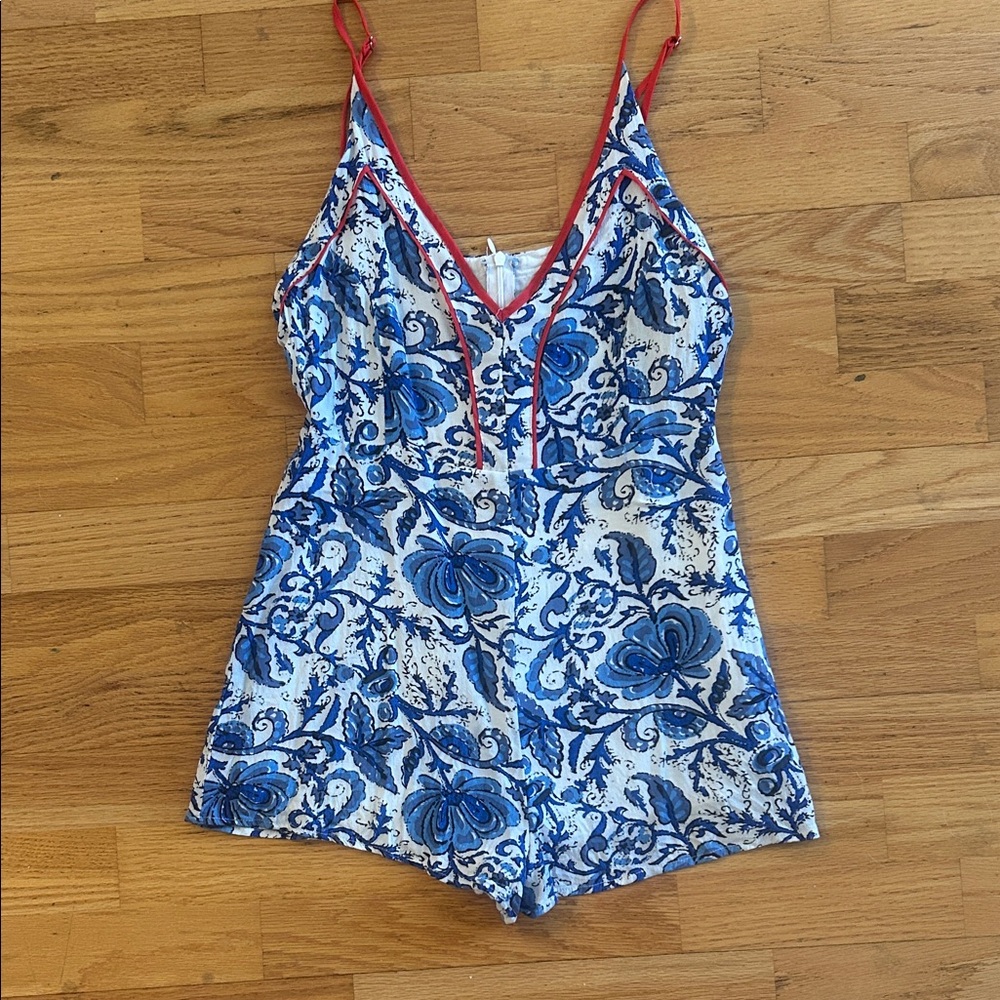 The Impeccable Pig Blue and Red Floral Chemise